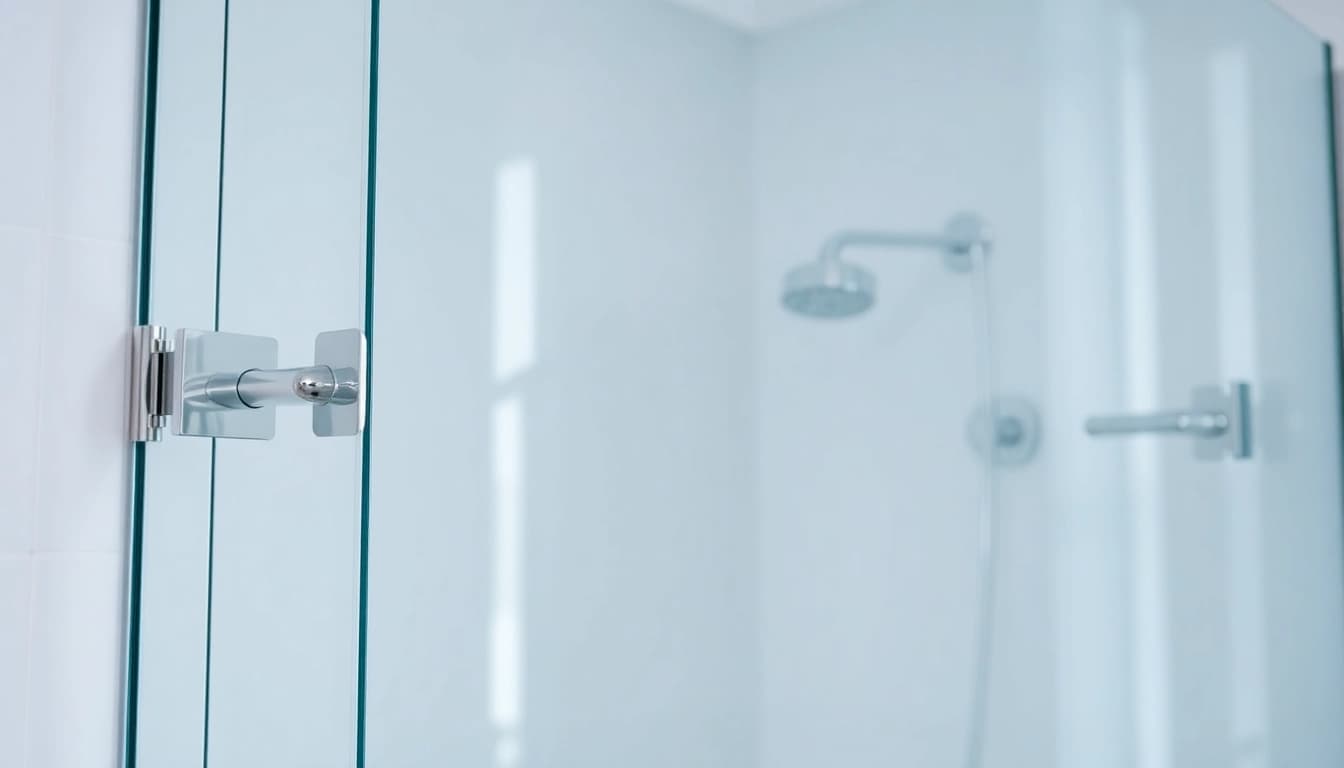 Elegant shower screen door in a bright modern bathroom highlighting its sleek design.