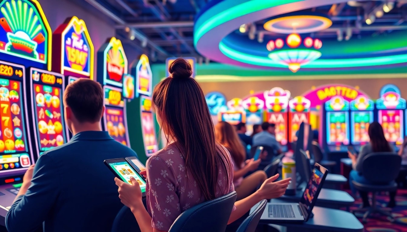 Permainan slot depo 1k online yang mengasyikkan dengan grafis cerah dan suasana kasino virtual.