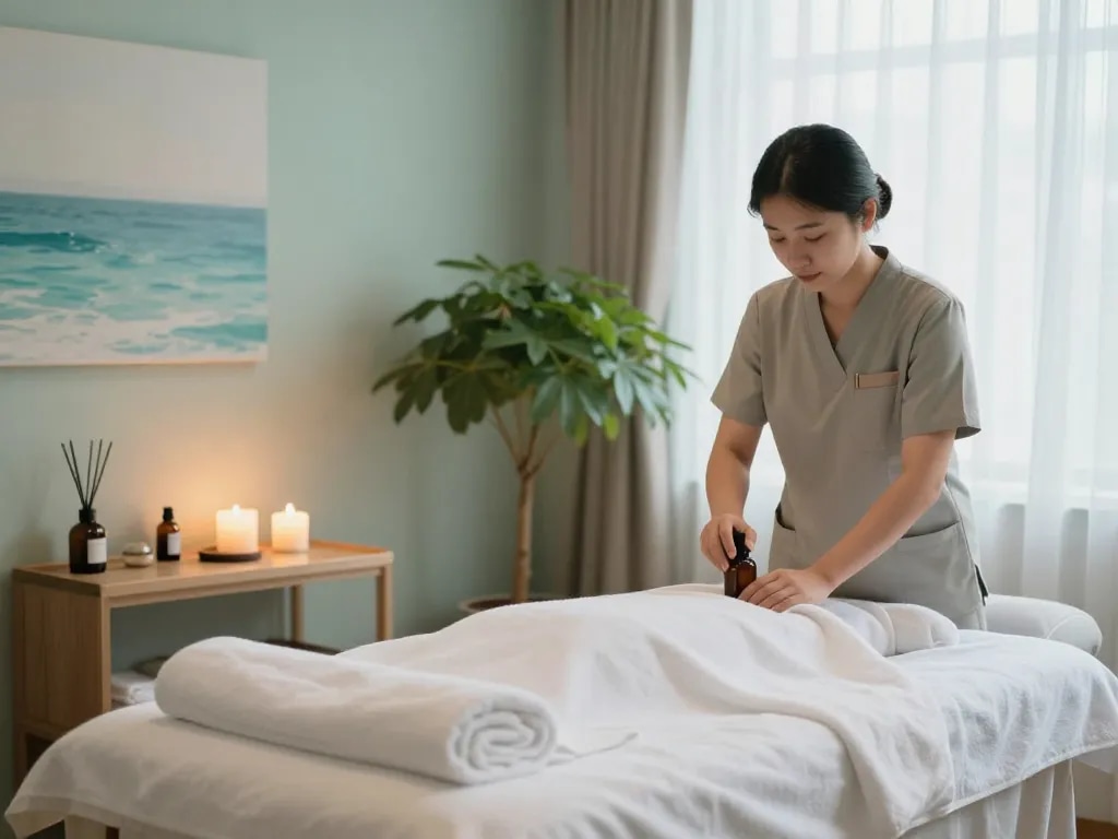 Relaxing 부전동마사지 room with soothing decor and calming atmosphere