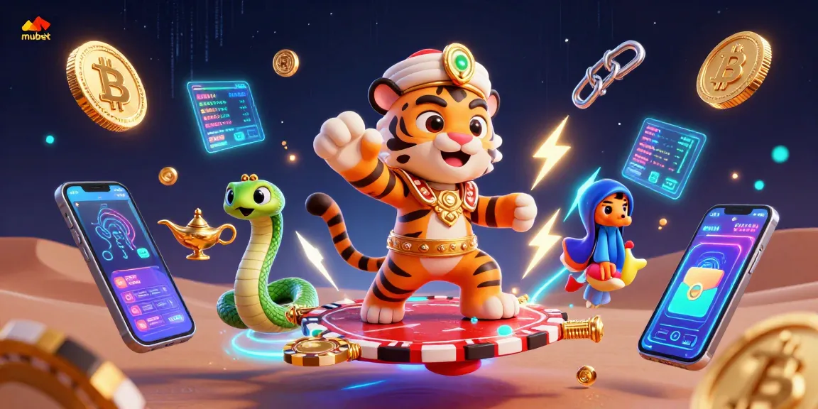 Engage in thrilling gaming adventures with mubet featuring a magical tiger sultan on a poker chip carpet.