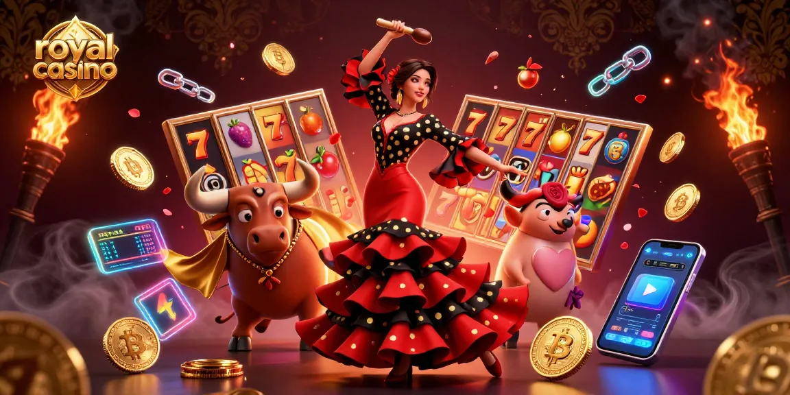 Engage with royal casino thrilling gameplay featuring dynamic scenes of immersive slot machines and vibrant characters.