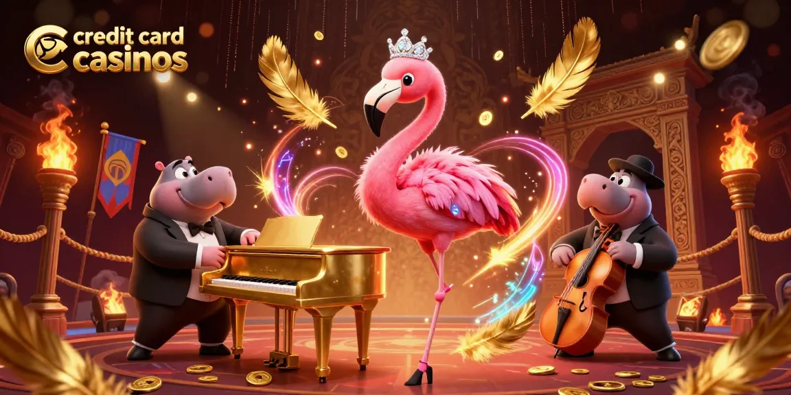 Experience the excitement of credit card casinos with vibrant characters and immersive elements in a dynamic casino scene.