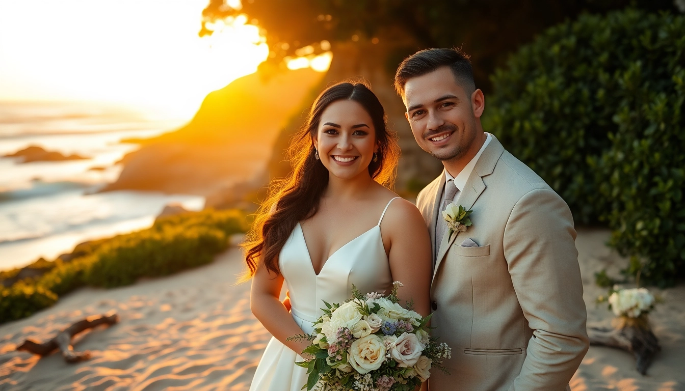 Capture the essence of Carmel wedding photography with a couple embracing during a sunset on the beach.