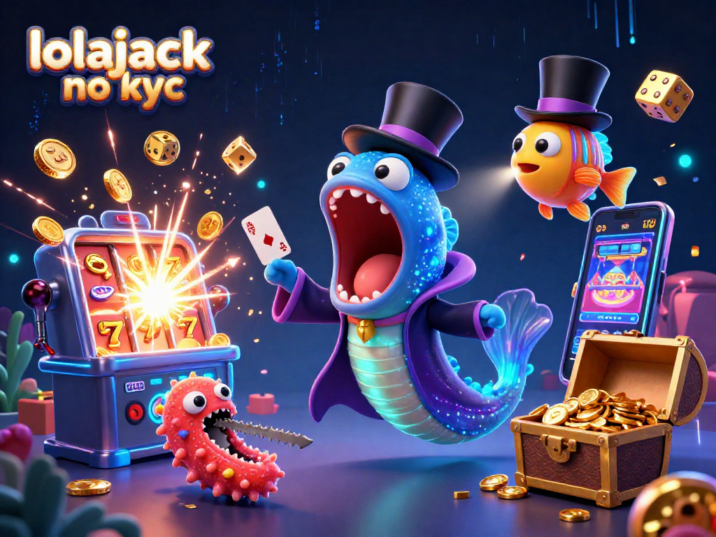 Experience the thrill of lolajack no kyc with vibrant casino characters and jackpot winnings in a magical scene.
