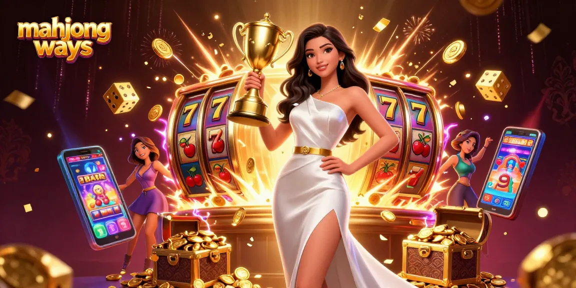 Experience the excitement of mahjong ways in this vibrant slot scene featuring a triumphant woman.