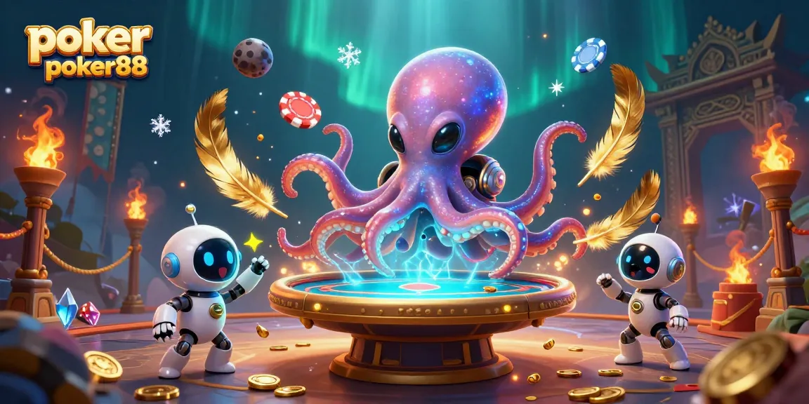 Play poker online poker88 with a thrilling underwater scene featuring alien characters and vibrant casino elements.