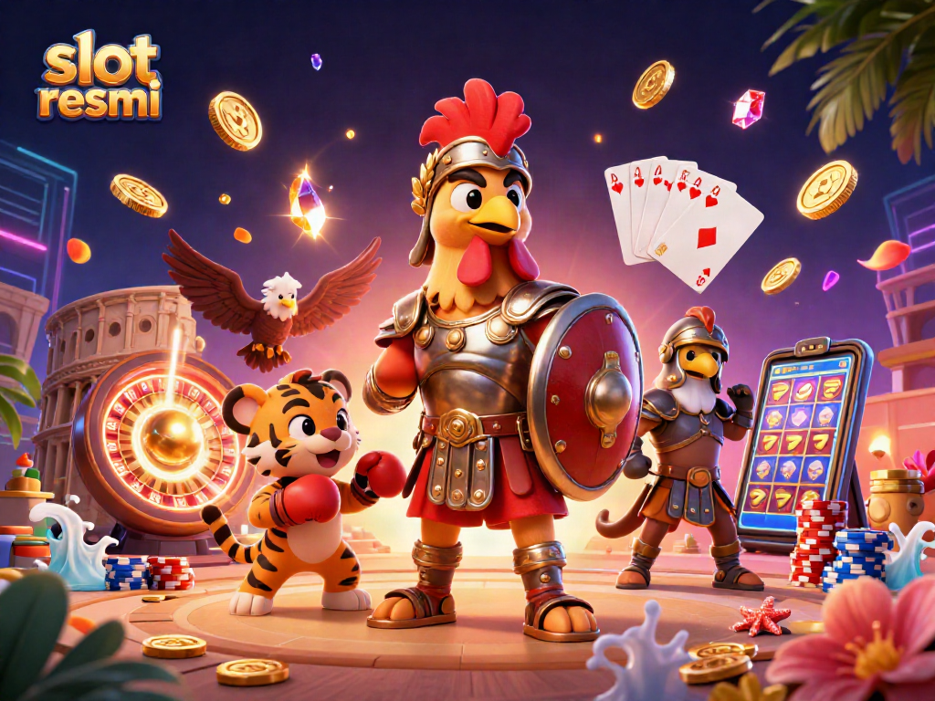 Experience top-tier gaming with the slot resmi 3D casino illustration featuring vibrant characters and action.