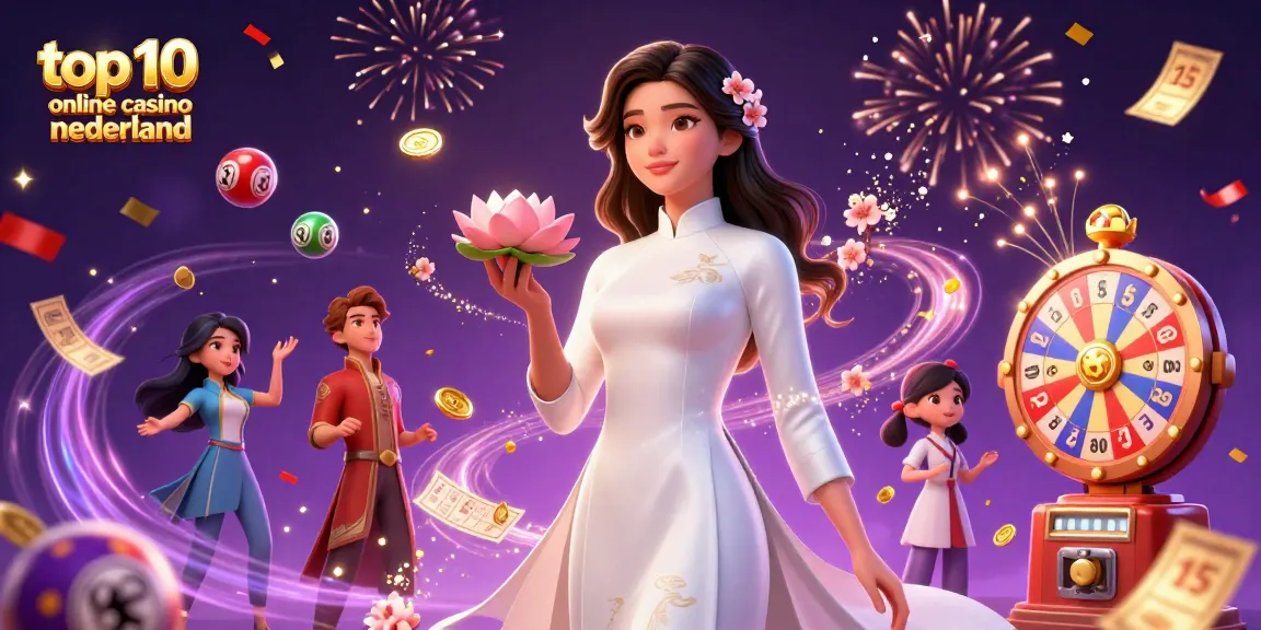 Engage with the top 10 online casino nederland through this stunning digital illustration showcasing vibrant casino elements and celebratory atmosphere.