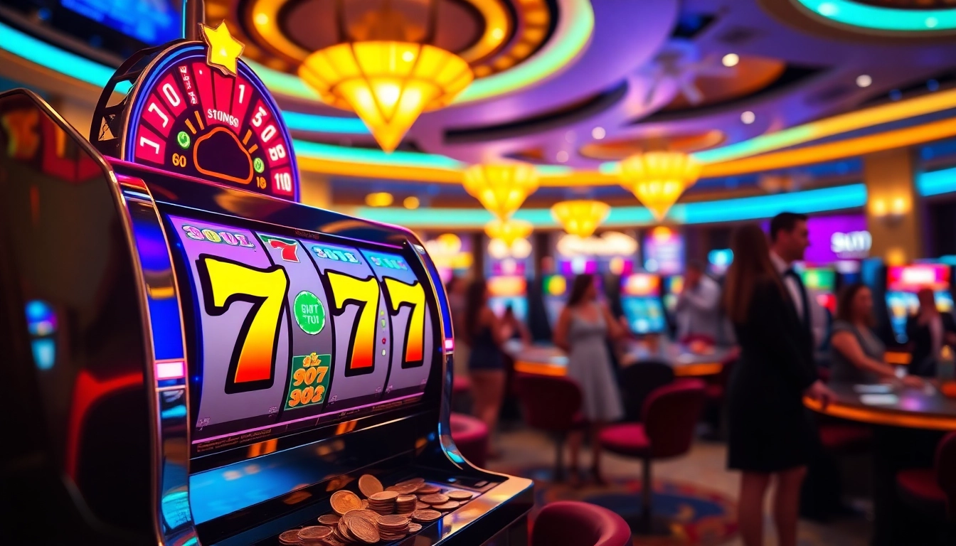 Mengambil slot 777 dengan mesin slot memukau dan suasana kasino yang ceria.