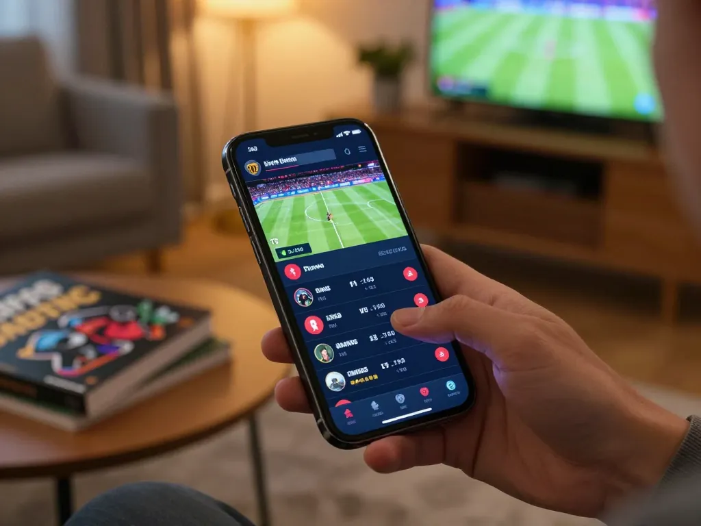 Engaging in online sports betting using smartphone on vibrant w 88 platform, live odds displayed