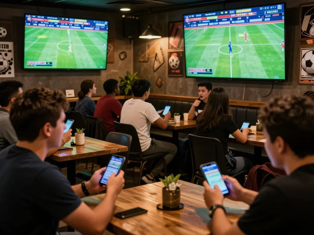 Experience the thrill of Hat-trick Là Gì during live sports betting in an exciting cafe setting