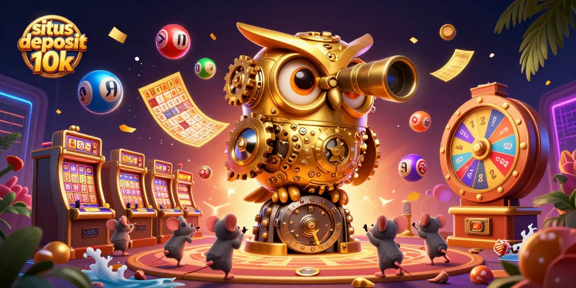 Engage in thrilling gameplay at situs deposit 10k with colorful lottery balls and animated casino characters.