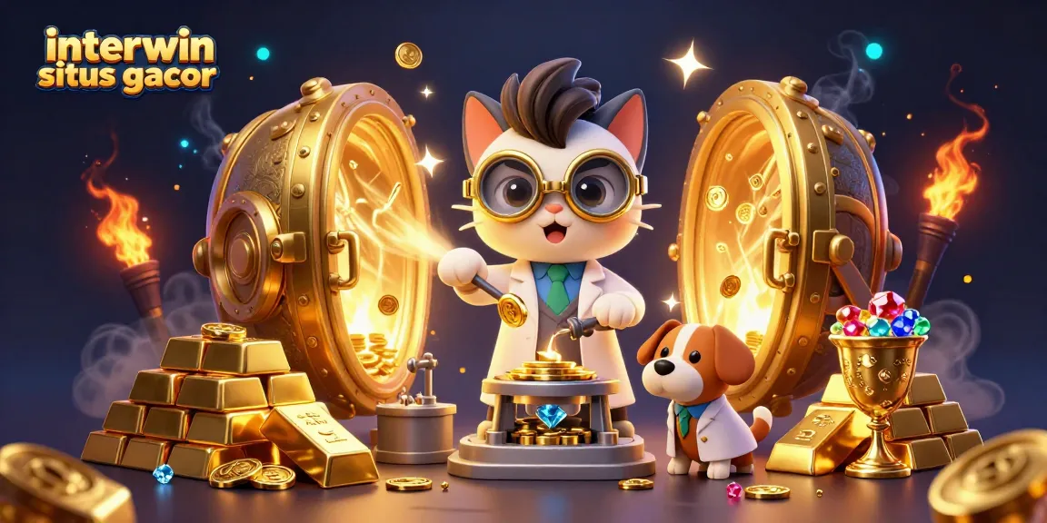 Experience the thrill of winning with interwin situs gacor, as cartoon characters explore a vibrant casino world filled with treasure and excitement.