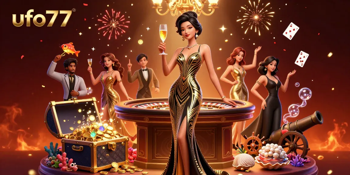 Experience thrilling gameplay with ufo777 featuring a glamorous scene of a woman at a vintage roulette table.