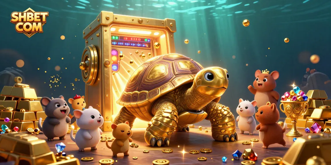Experience thrilling gameplay at SHBET COM with an exciting golden tortoise pinball scene and treasures.