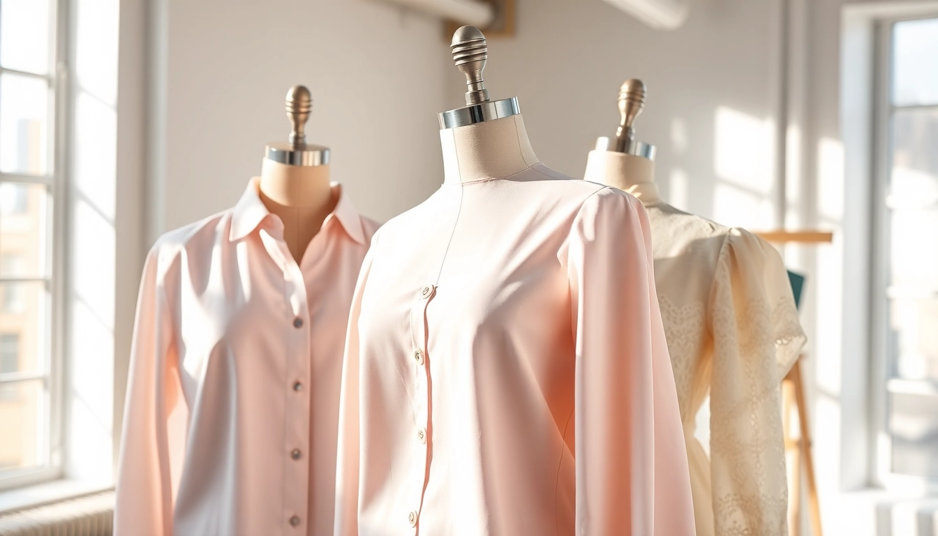 Stof voor blouse op een gekleed manneqin, zorgvuldig gepresenteerd in een heldere mode studio.
