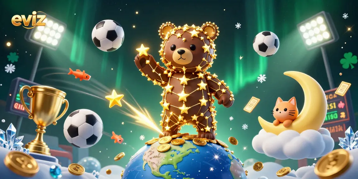 Experience thrilling casino gaming with the eviz constellation bear, collecting coins in a vibrant night sky scene.