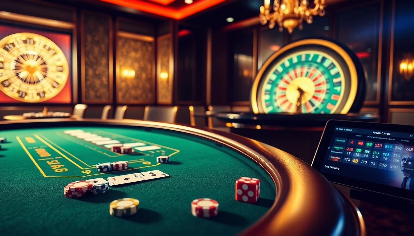 Experience high-stakes excitement at casino mm88 with engaging players at baccarat and roulette tables.