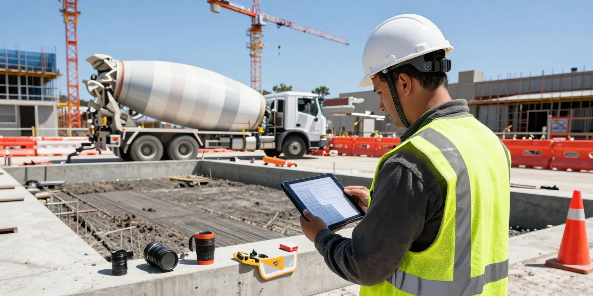 NAGA2000 construction site with contractor inspecting foundation pour in San Francisco