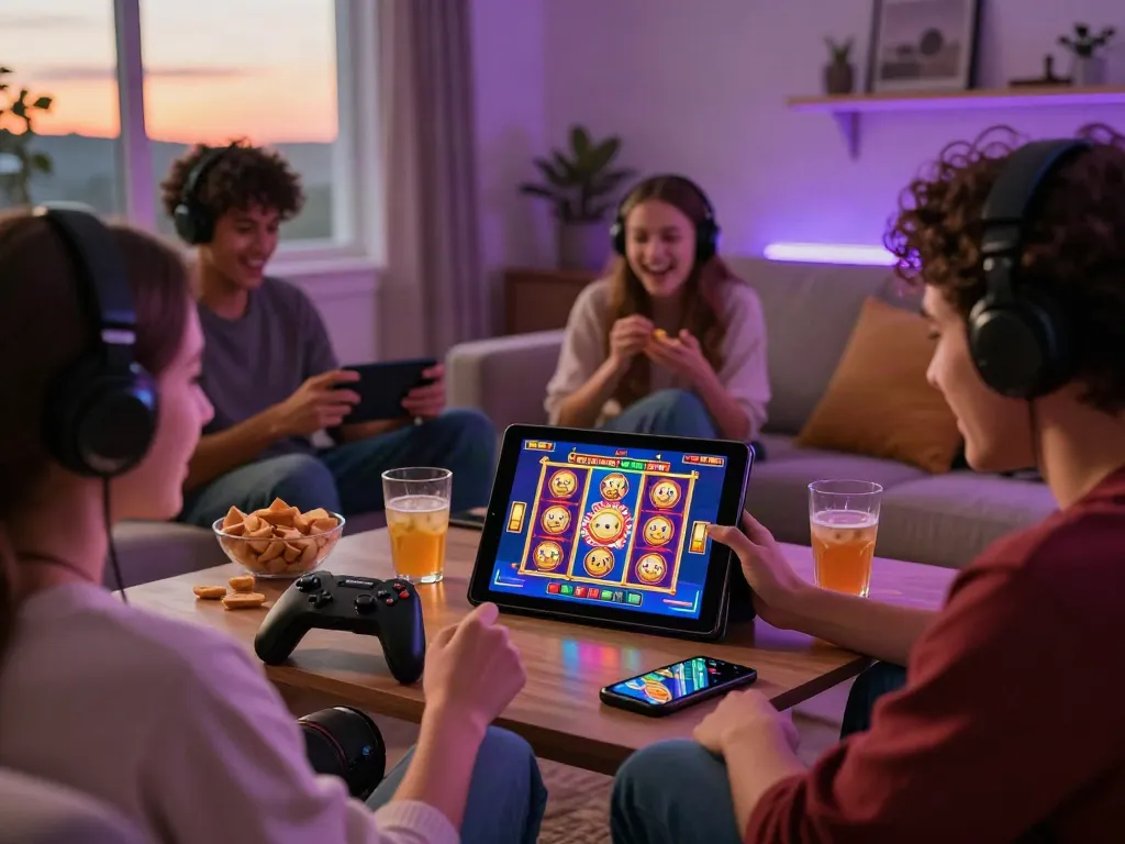 Enjoying luxury12 gaming at home with tablet and relaxing atmosphere