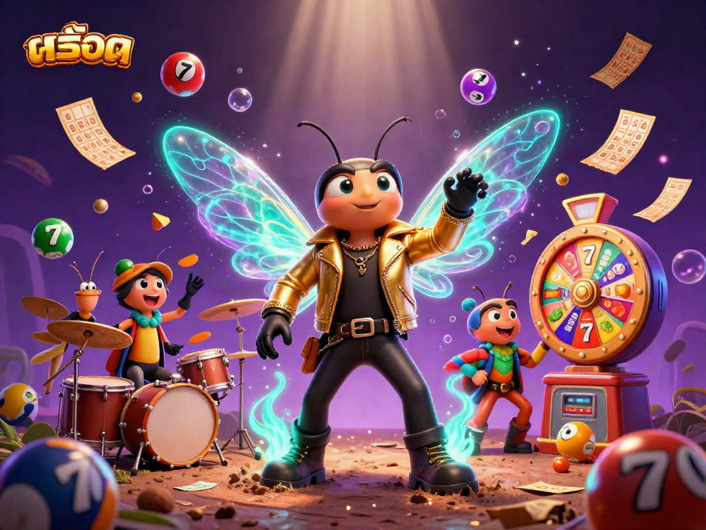 Experience the excitement of สล็อต with vibrant lottery elements in a lively casino scene.