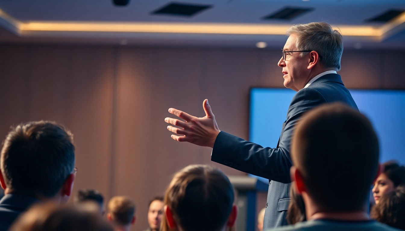 Keynote Speaker captivating an audience during a dynamic presentation.