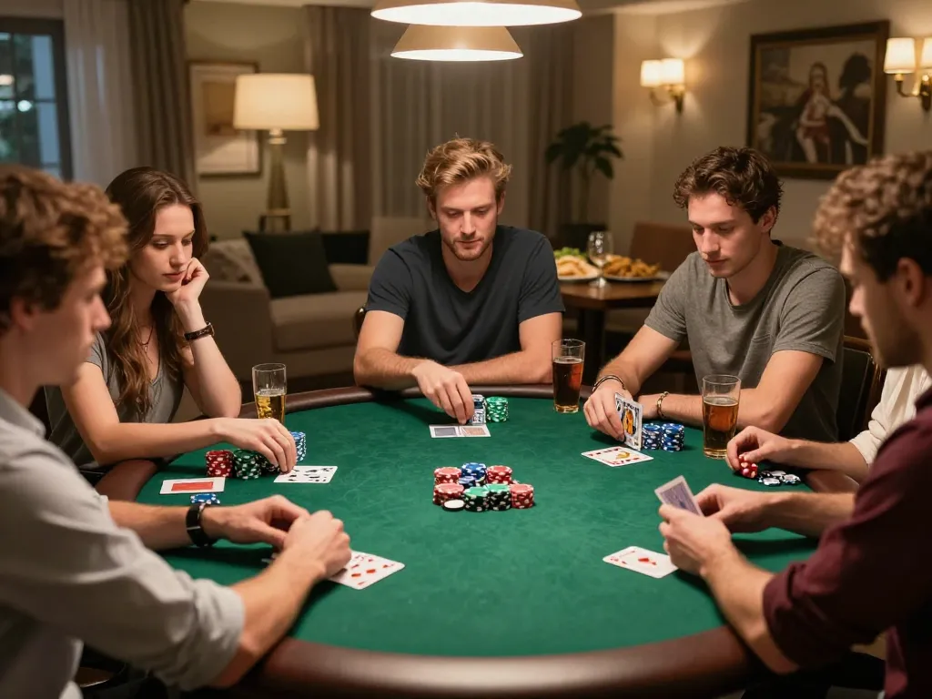 Kubet poker night with friends showcasing interactive gameplay and strategic excitement around the table.