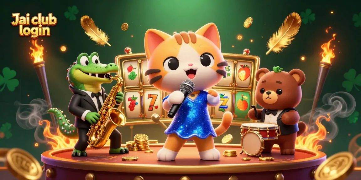 Join the fun at Jai club login with vibrant 3D characters celebrating casino games, including slots!