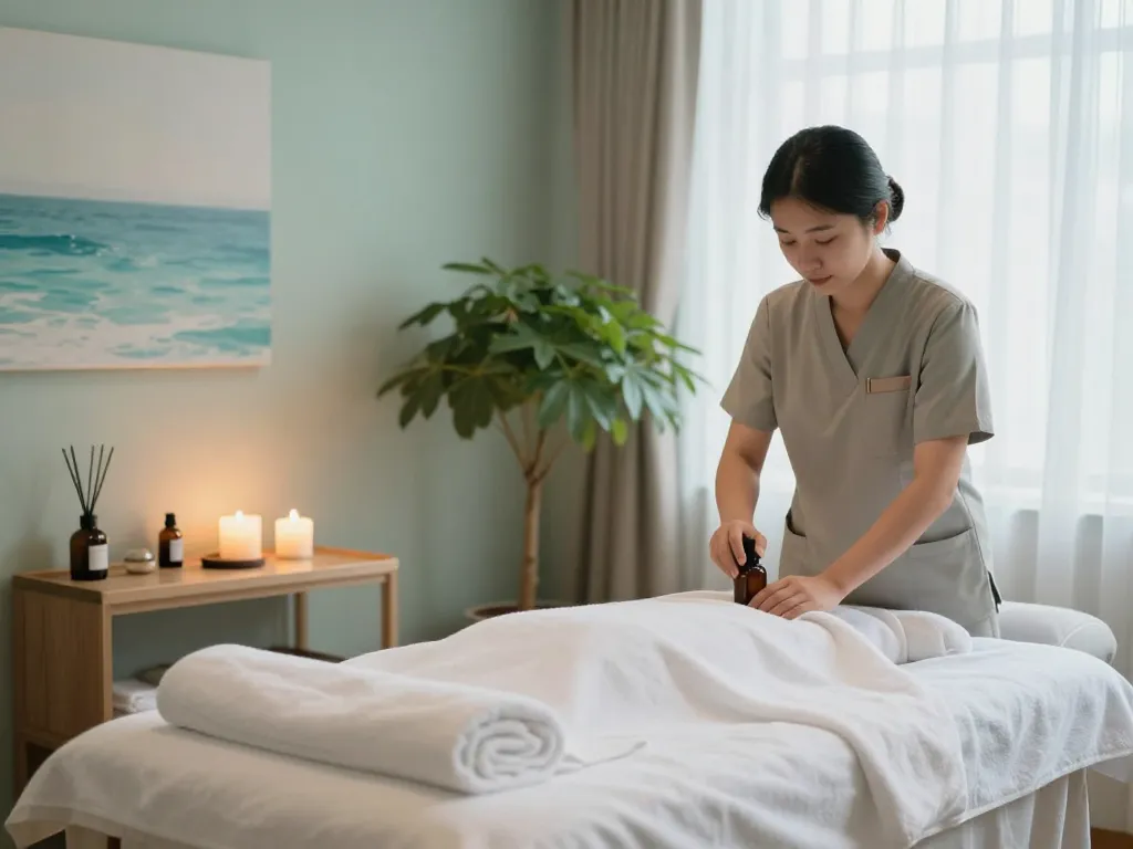 Relaxing 부전동마사지 room with soothing decor and calming atmosphere