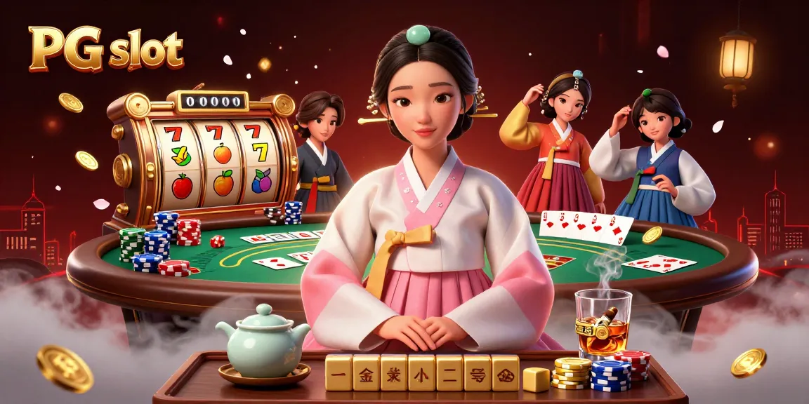 Engage in PG slot gameplay with vibrant reels and lucky symbols lit up in a 3D casino scene.