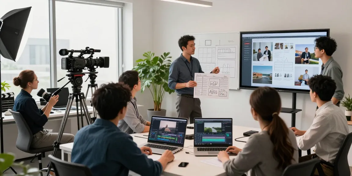 Corporate Videography Services in Singapore team collaborating in a modern studio.