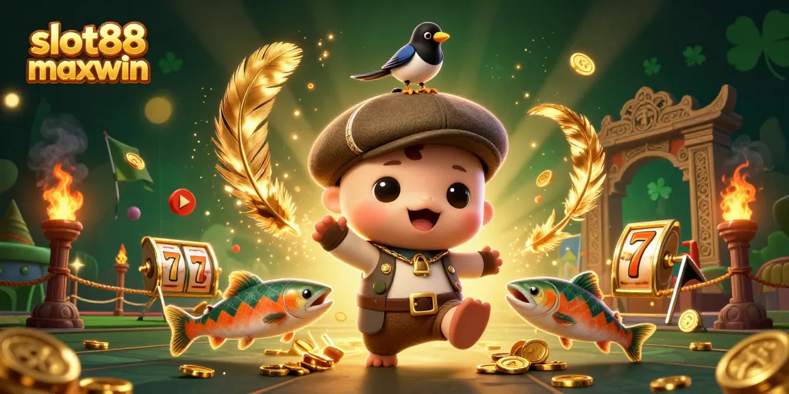 Terlibat dalam permainan yang mendebarkan dengan slot88 maxwin, menampilkan karakter animasi ceria di tengah elemen kasino yang hidup.