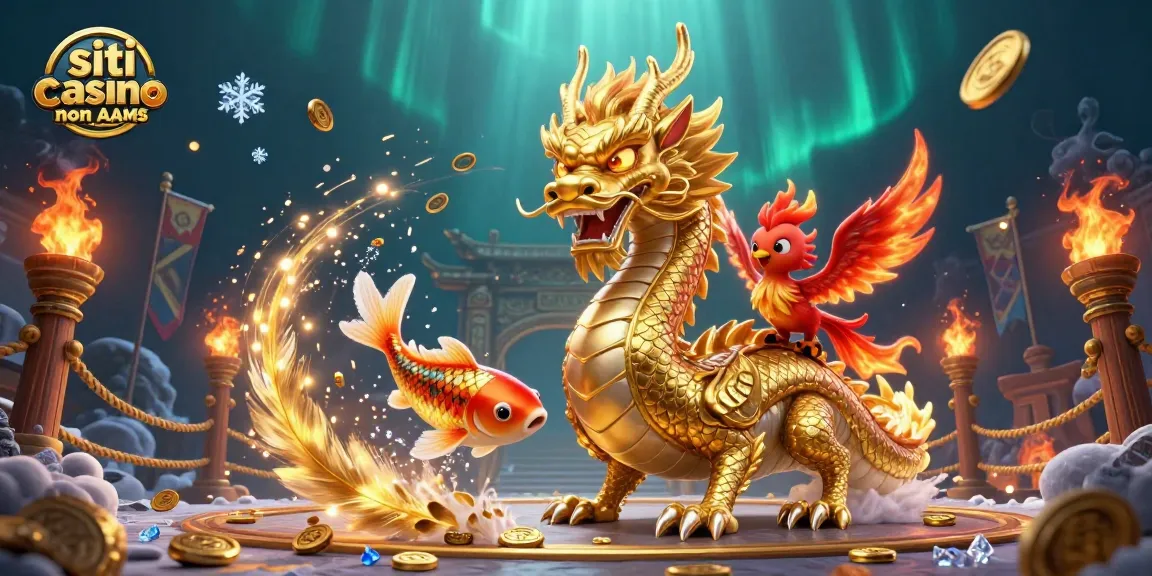 Scopri l'emozione su siti casino non AAMS con una scena vibrante di pesce-drago, che mostra elementi dinamici del casinò.