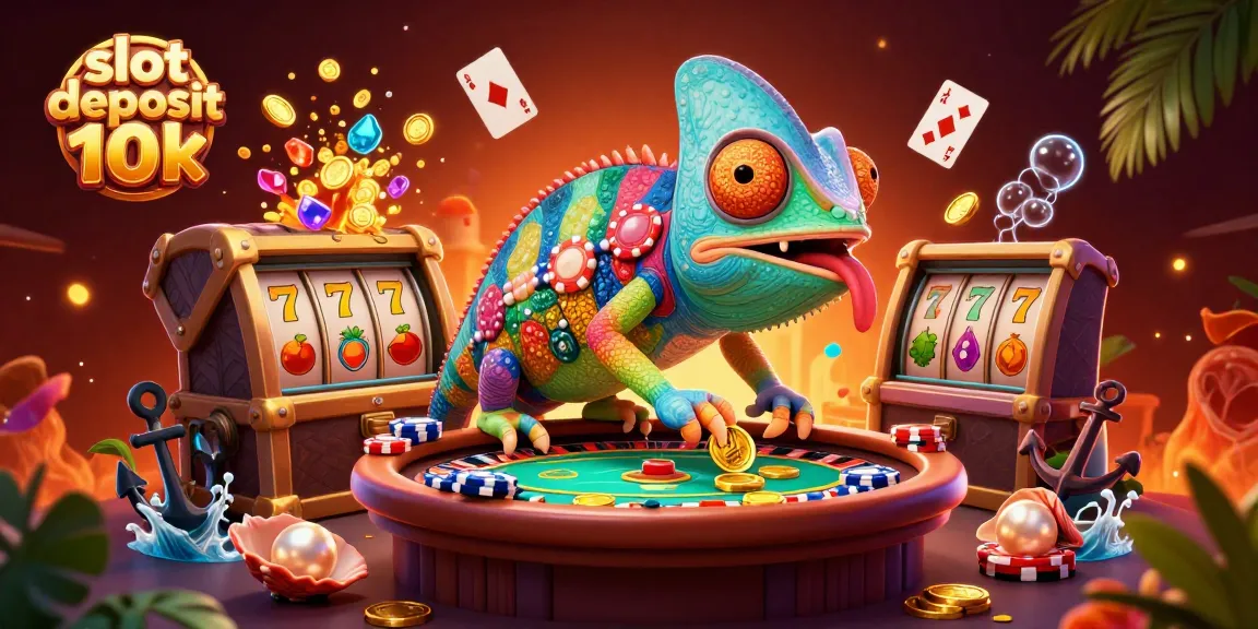 Engage with thrilling slot deposit 10k action as chameleon casino owner captures golden coins and excitement.