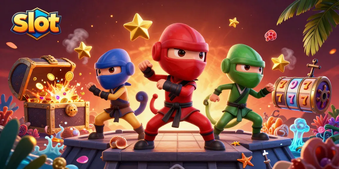 Experience thrilling slot action with colorful characters and golden treasures in this vibrant 3D scene.
