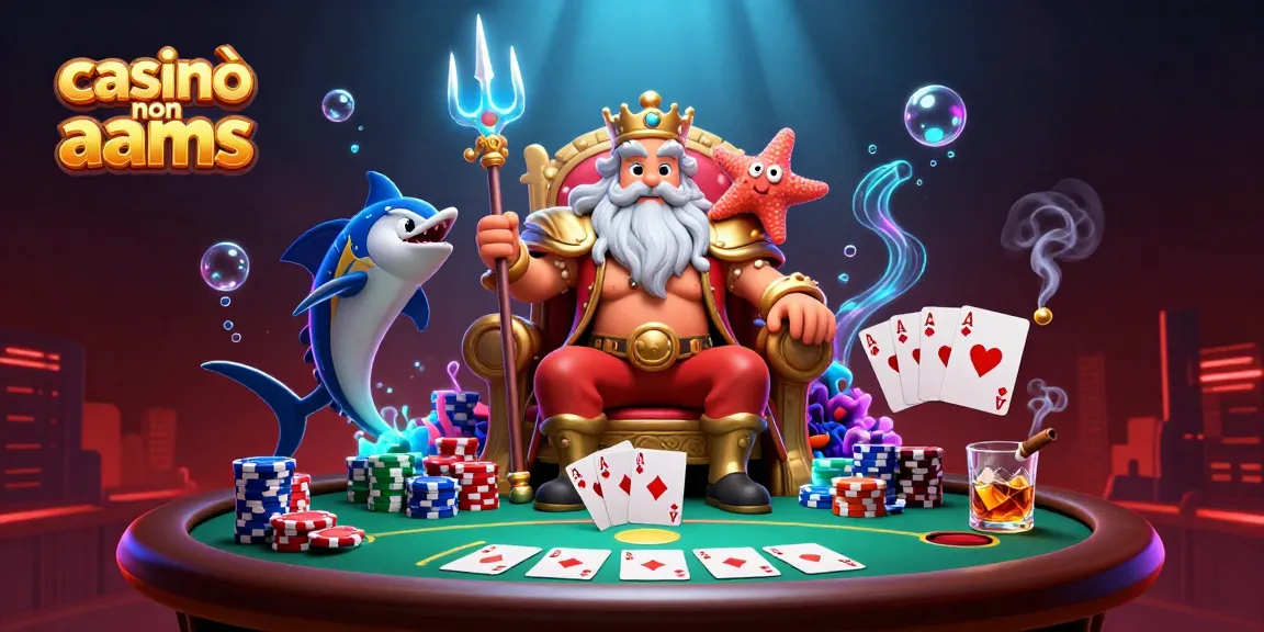 Interagisci con casinò non AAMS mentre esplori vivaci scene di poker con Nettuno e amici.