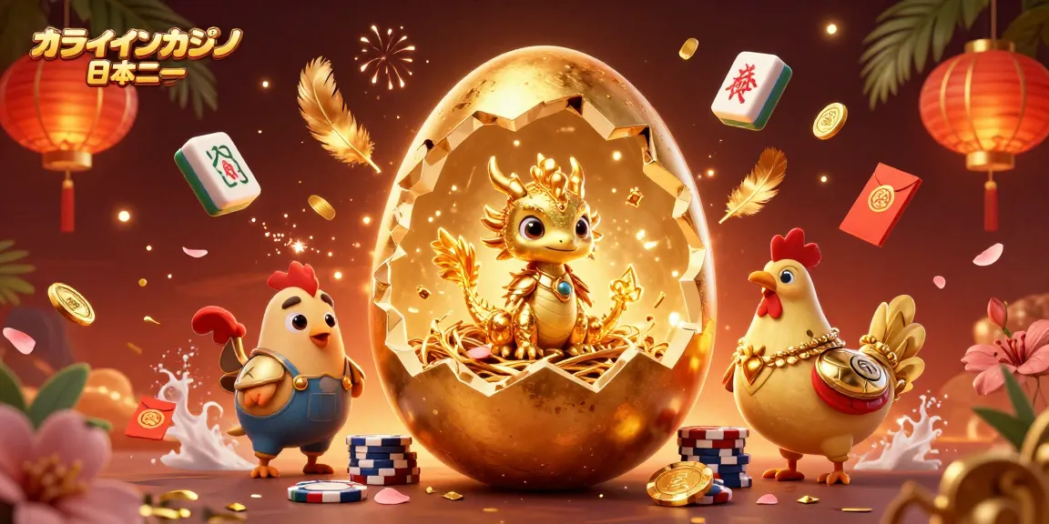 オンラインカジノ 日本語の魅力を引き立てる、黄金のドラゴンが登場するカジノイラスト