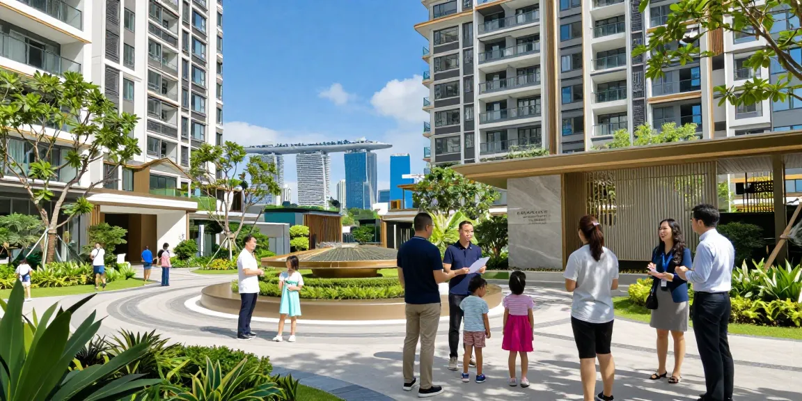 Tanjong Rhu Residences showcase with families exploring luxurious condominiums and lush gardens in Singapore.