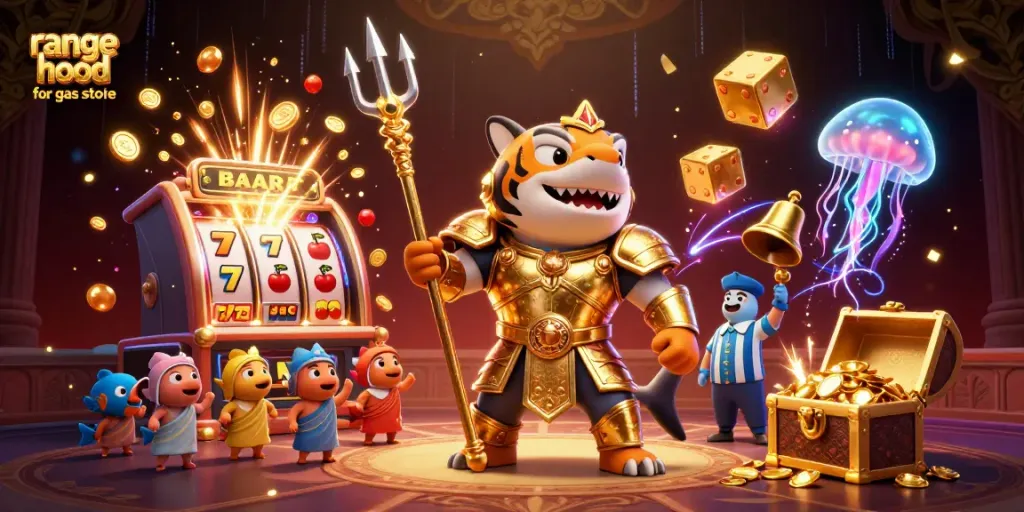 Engage with the thrilling world of a range hood for gas stove amidst a vibrant casino undersea scene.