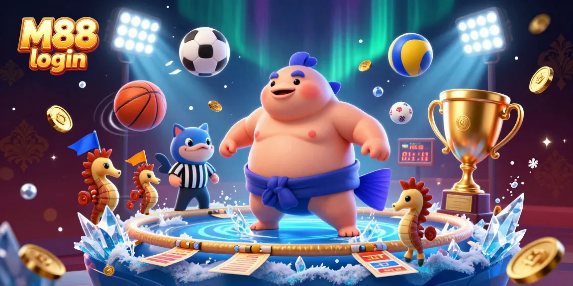 M88 login and win big with engaging games featuring a 3D blowfish in a sumo arena.