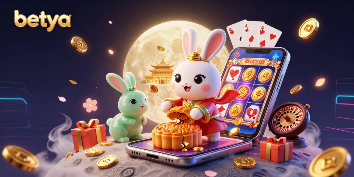 Betya showcases a lively 3D scene with a moon rabbit and casino elements that captivate gamblers.