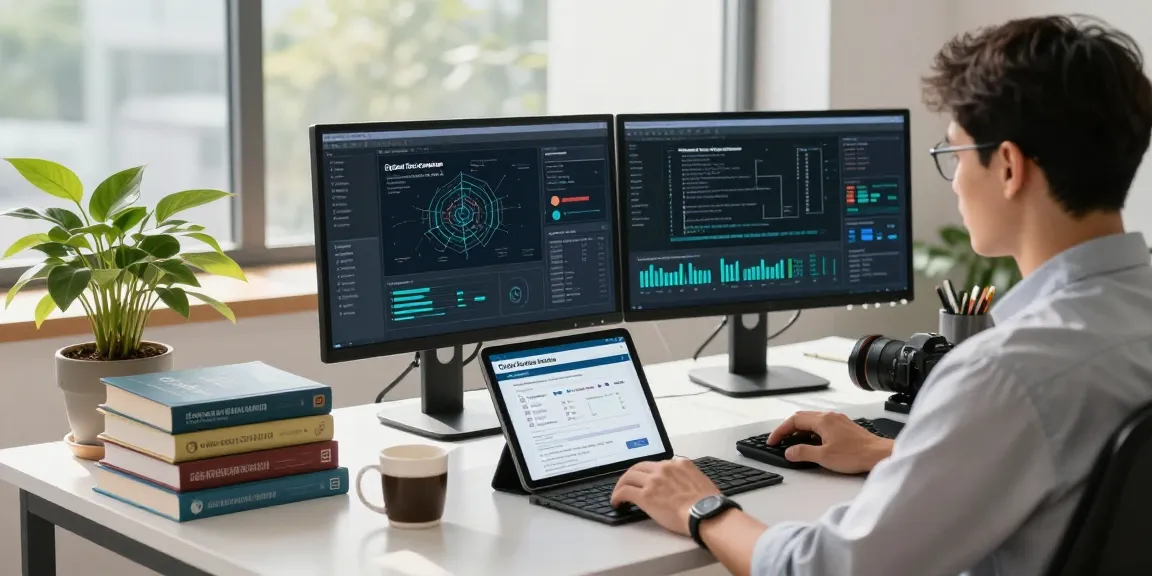 Cyber Essentials cost analysis in a modern cybersecurity workspace showcasing compliance tools and analytics.