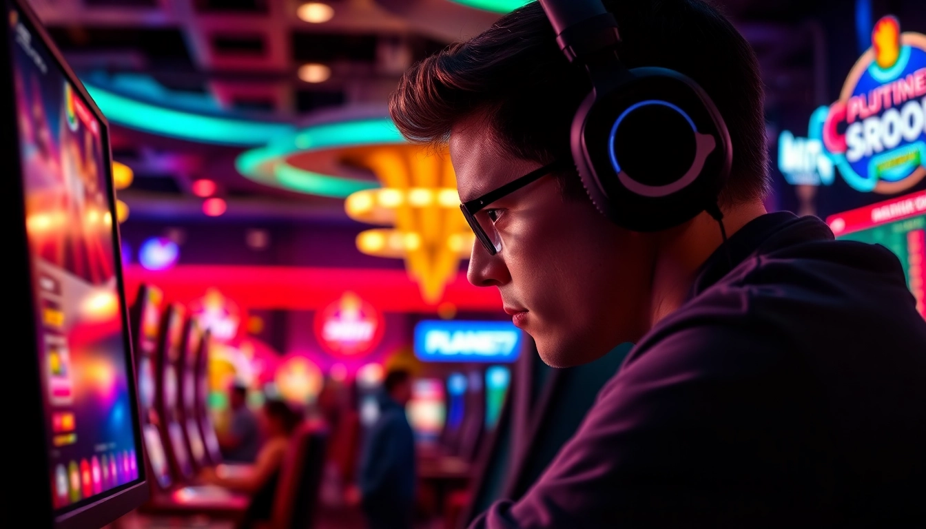 Main player enjoying the thrill of PLANET77 in a lively casino atmosphere.