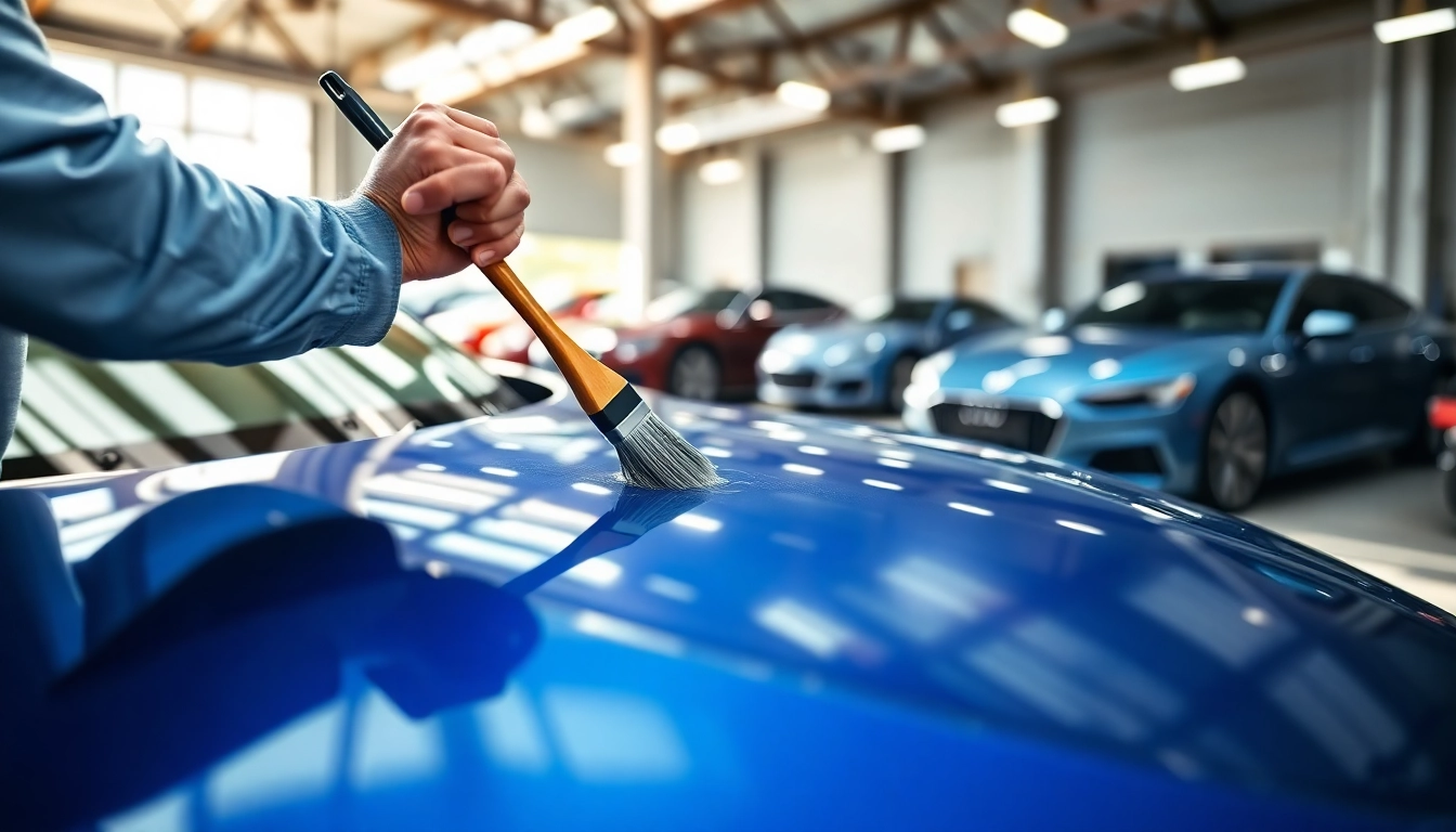 Ceramic coating near me applied by a professional technician on a modern vehicle.