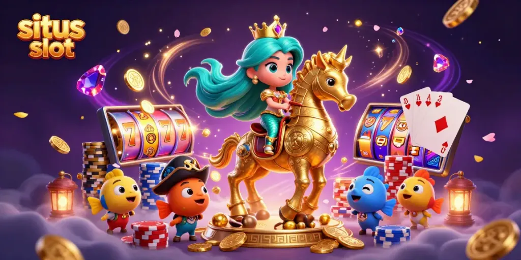 Sparkling situs slot adventure with a mermaid princess, golden seahorse, and colorful fish, enhancing your gaming excitement.