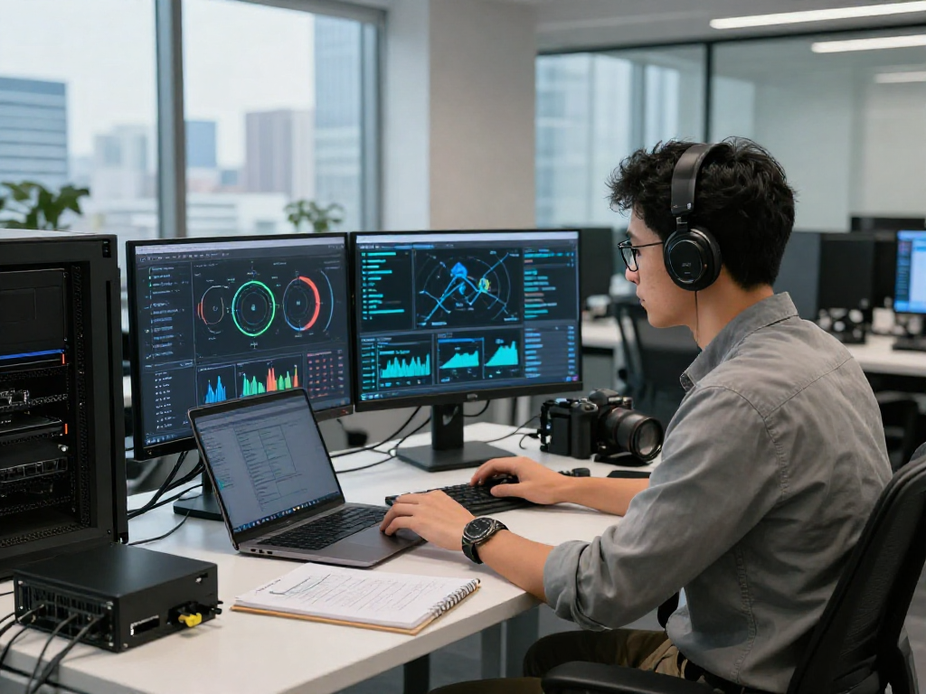 Rokok88 server infrastructure monitoring in a modern tech workspace