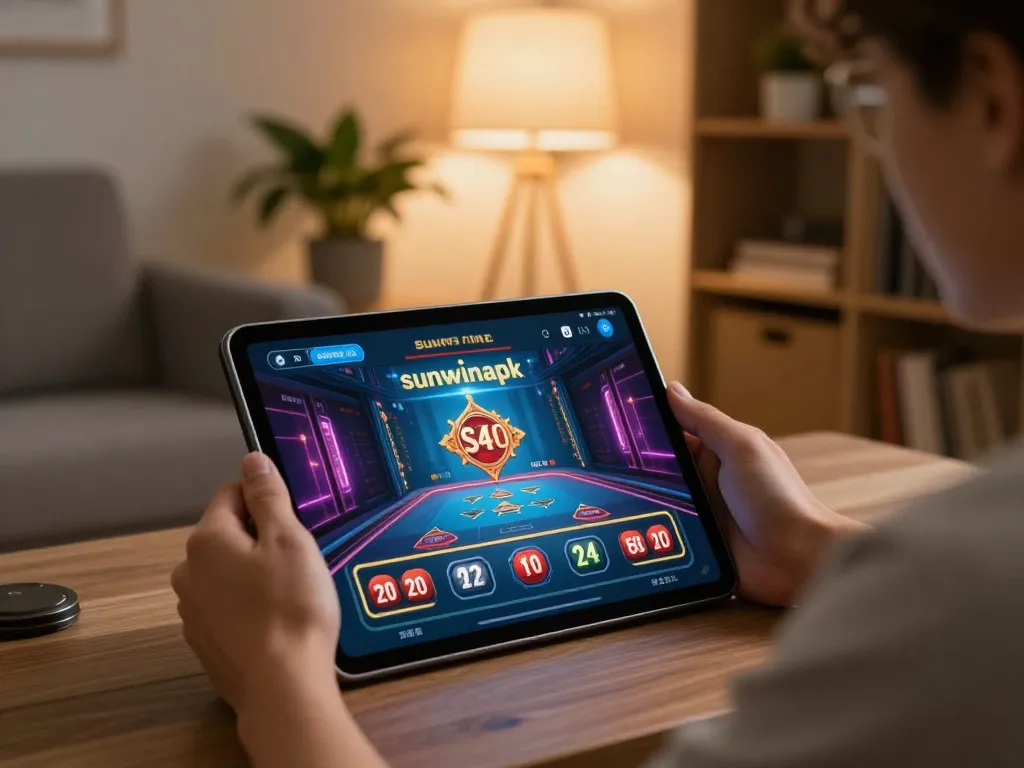 Engage with sunwinapk app in a cozy home setting showcasing responsible gaming