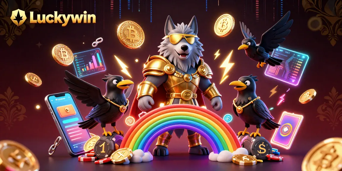 Experience the thrilling casino atmosphere with Luckywin's unique 3D illustration featuring Odin and his ravens.