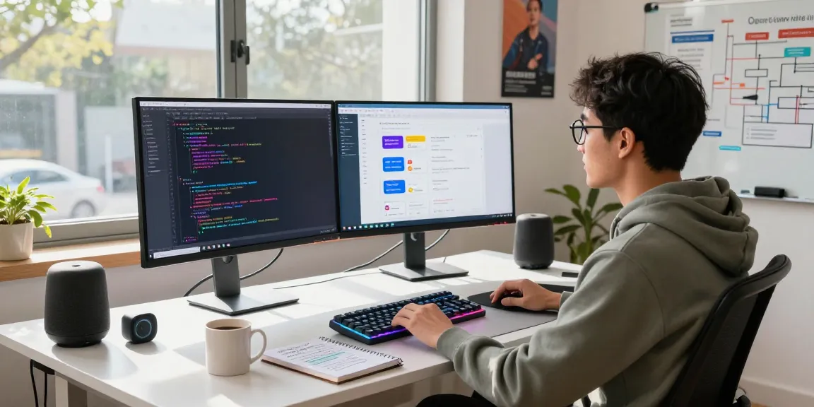 Developer coding for OpenClaw AI in modern tech workspace with vibrant atmosphere.
