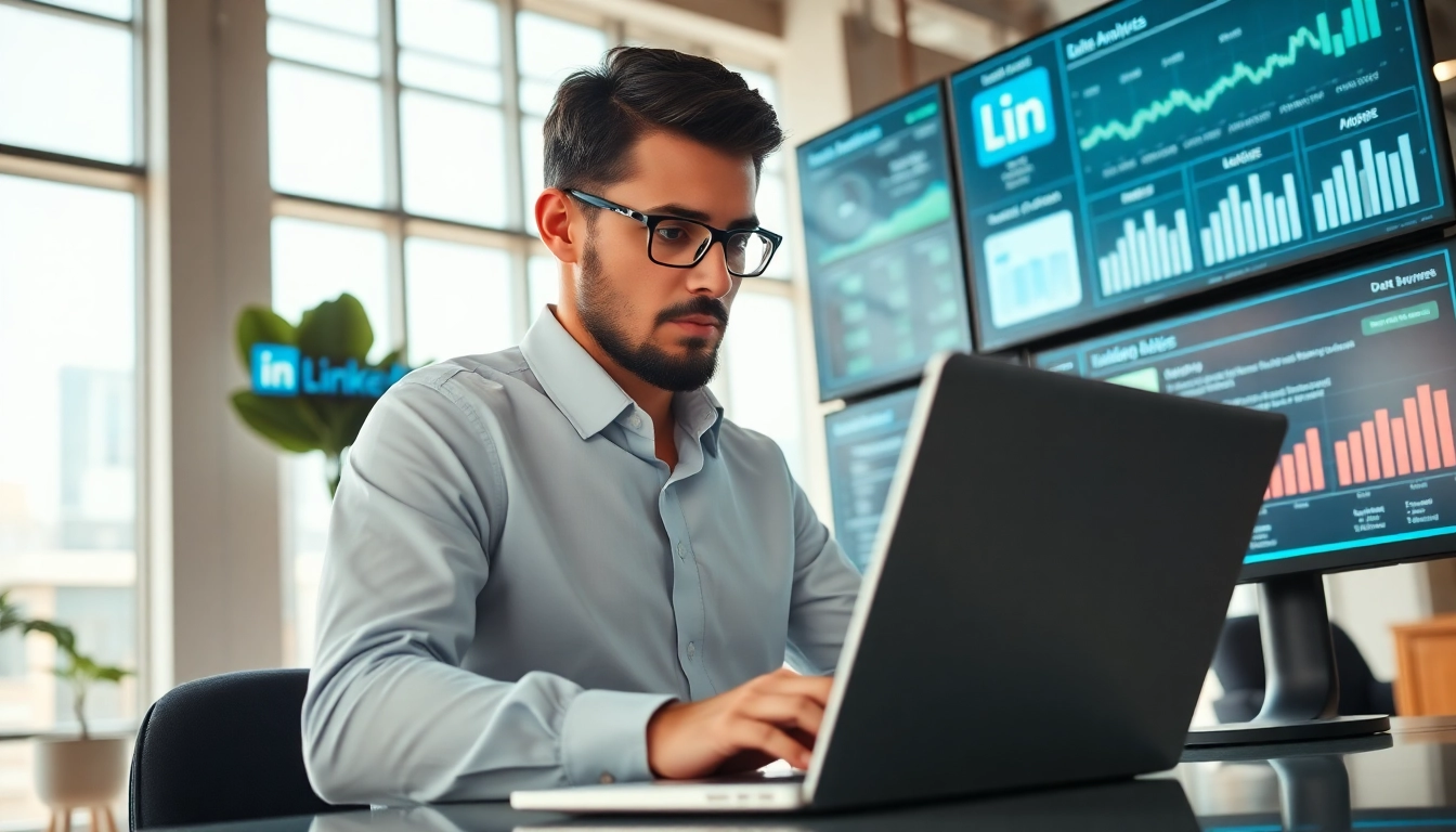 Utilizing a linkedin data extraction tool in a modern office setting for effective data analysis.
